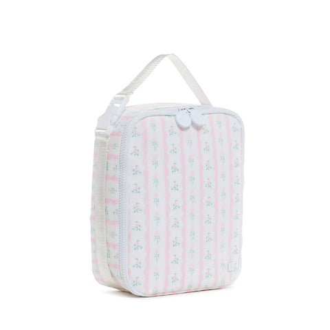 TRVL Pink Ribbon Floral Stripe Lunch Bag