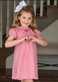 James & Lottie Red Gingham Smocked Heart Dress
