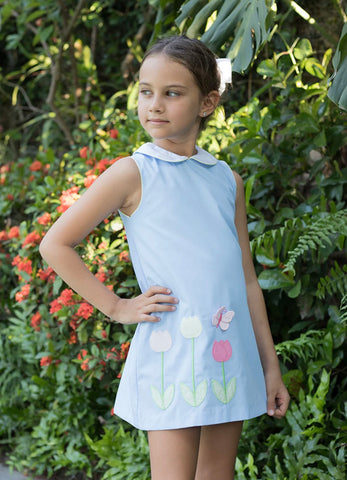 Zuccini Kids Blue Garden of Tulips Louisa Dress