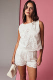 White Eyelet Short Set