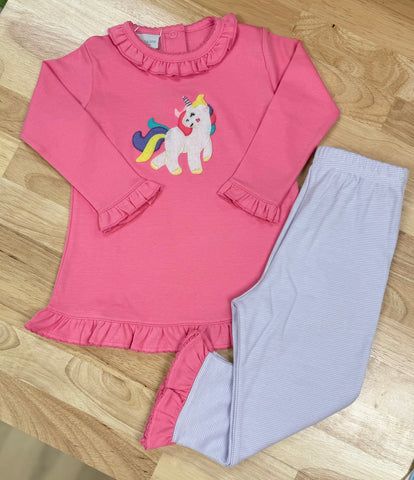 Squiggles by Charlie Unicorn Bubblegum Unicorn Ruffle Pant Set