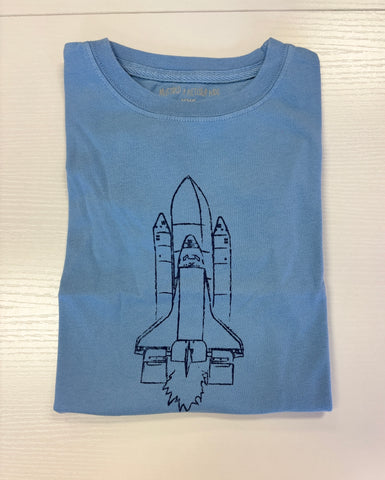 Mustard & Ketchup Kids Denim Rocket Ship Long Sleeve Tee