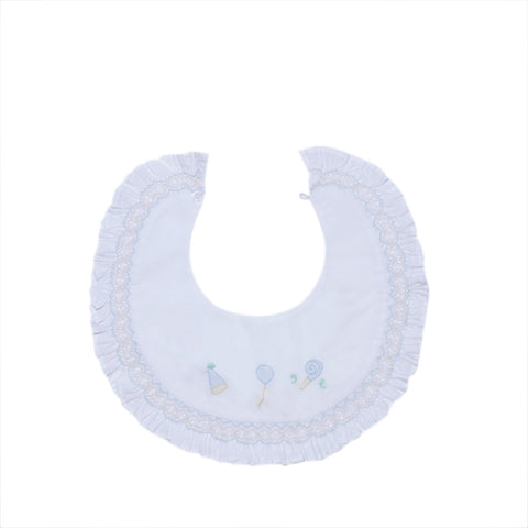 Baby Sen Blue Smocked Celebration Bib
