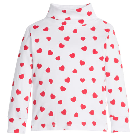 Little English Red Hearts Turtleneck
