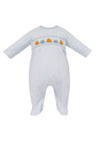 Petit Bebe Blue Gingham Smocked Pumpkin Footie