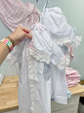 Baby Sen White Eyelet Lace Daygown & Bonnet- BLUE