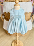 Baby Sen Light Blue Sleeveless Smocked Bubble