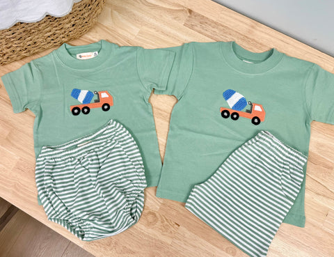 Luigi Kids Cement Mixer Set (Diaper & Short)