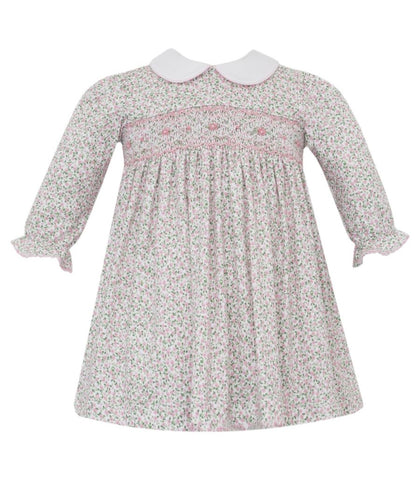 Petit Bebe Knit Pink Liberty Floral Smocked Dress