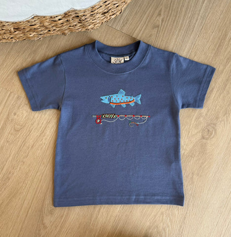 Luigi Kids Slate Blue Trout Fishing Tee