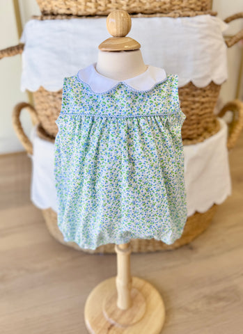 Anvy Kids Blue Floral Scallop Collar Bubble