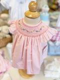 Petit Bebe Pink Poplin Bishop Bloomer Set