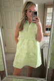 Lime Floral Jacquard Dress