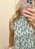 Blue & Green Daisy Top