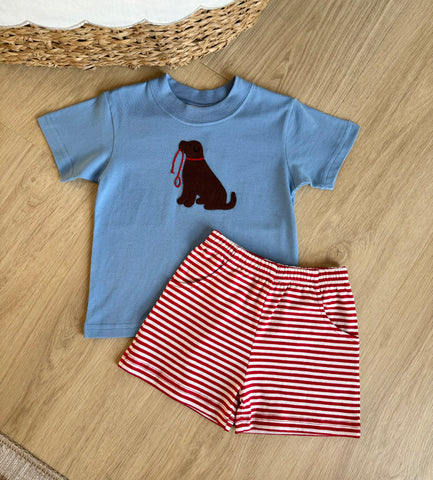 Luigi Kids Chambray Chocolate Lab Short Set