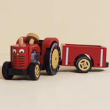 Le Toy Van Wooden Farm Yard Tractor & Trailer
