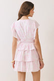 Pink Floral Tiered Dress