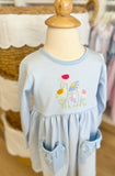 Squiggles by Charlie Blue Mini Stripe Rainbow Blooms Dress