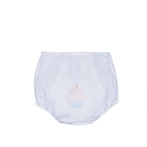 Bay Sen White Embroidered Cupcake Diaper Cover