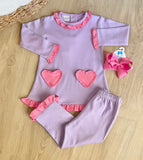 Squiggles by Charlie Lavender & Bubblegum Heart Pocket Pant Set