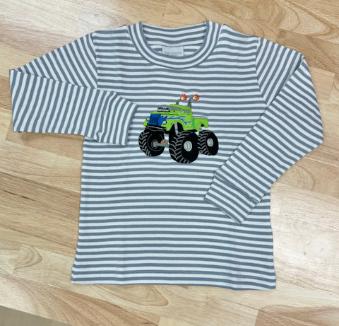 Squiggles by Charlie Grey Stripe Monster Truck Tee