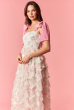 Floral Organza Bow Shoulder Maxi Dress