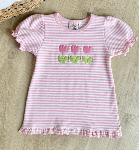 Luigi Kids Pink Stripe Tulip Top