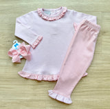 Squiggles by Charlie Pink Mini Stripe Ruffle Pant Set