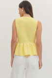 Lemon Gold Button Peplum Top