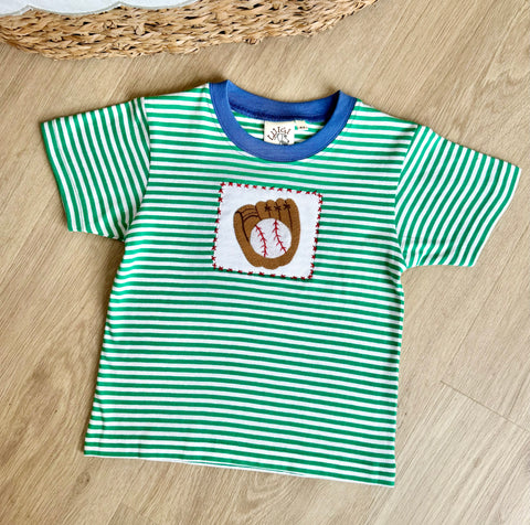 Luigi Kids Green/Dark Chambray Baseball Tee