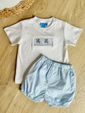 Anavini Smocked Airplane Bloomer Short Set