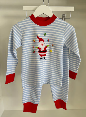 Squiggles by Charlie Blue Stripe Juggling Santa Lounge Set
