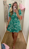 Emerald Collared Print Dress