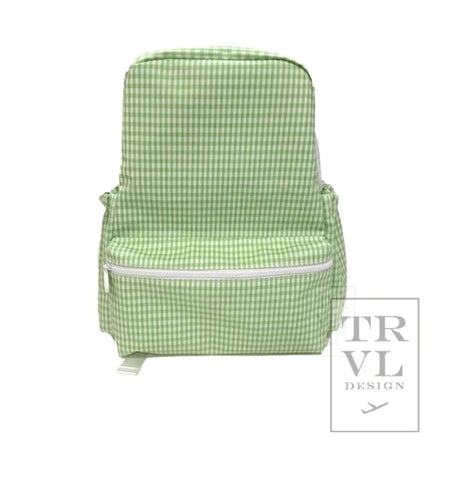 TRVL Leaf Green Gingham Backpack