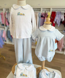 Petit Bebe Knit Crochet Train Pant Set