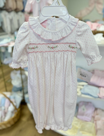 Petit Bebe Knit Dot Smocked Gown