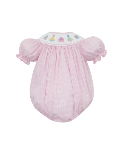 Petit Bebe Pink Gingham Bishop Birthday Bubble