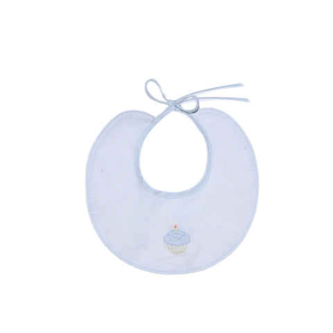 Baby Sen Embroidered Blue Cupcake Bib