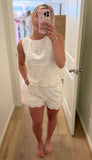 White Eyelet Short Set