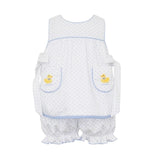 Petit Bebe Blue Dot Duck Side Bow Bloomer Set