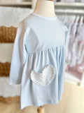 Squiggles by Charlie Pale Blue Dot Heart Pocket Dress