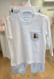 Petit Bebe Knit Blue Stripe Turkey Bloomer Pant Set