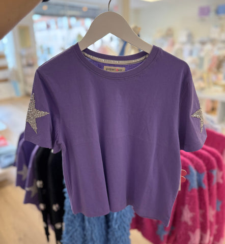 Paper Flower Rhinestone Stars T Shirt
