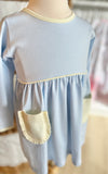 Squiggles by Charlie Blue Mini Stripe & Yellow Pocket Dress