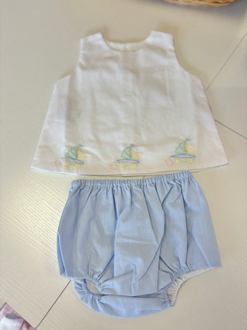 Baby Sen Blue Sailboat Diaper Set