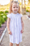 Little English Blue Bow Bouquet Smocked Bishop Dress
