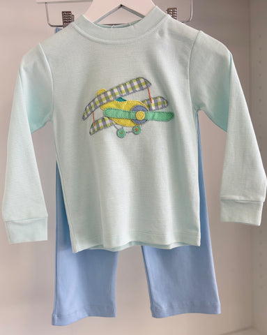 Squiggles by Charlie Mint Stripe Airplane Pant Set