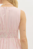 Pink Stripe Midi Bow Dress