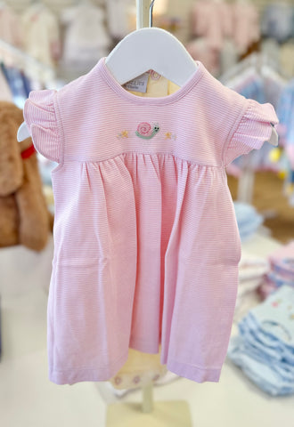 Squiggles by Charlie Pink Mini Stripe/Yellow Snail Apron Bubble