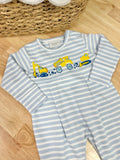 Squiggles by Charlie Blue Stripe Construction Trio Long Romper
